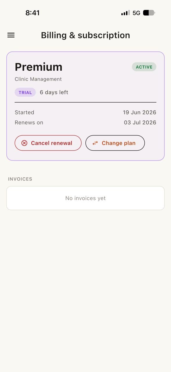 DRP-OS clinic app billing