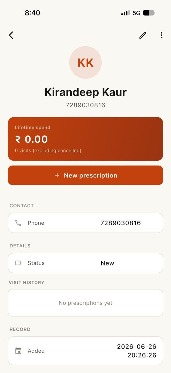 DRP-OS clinic app patient record