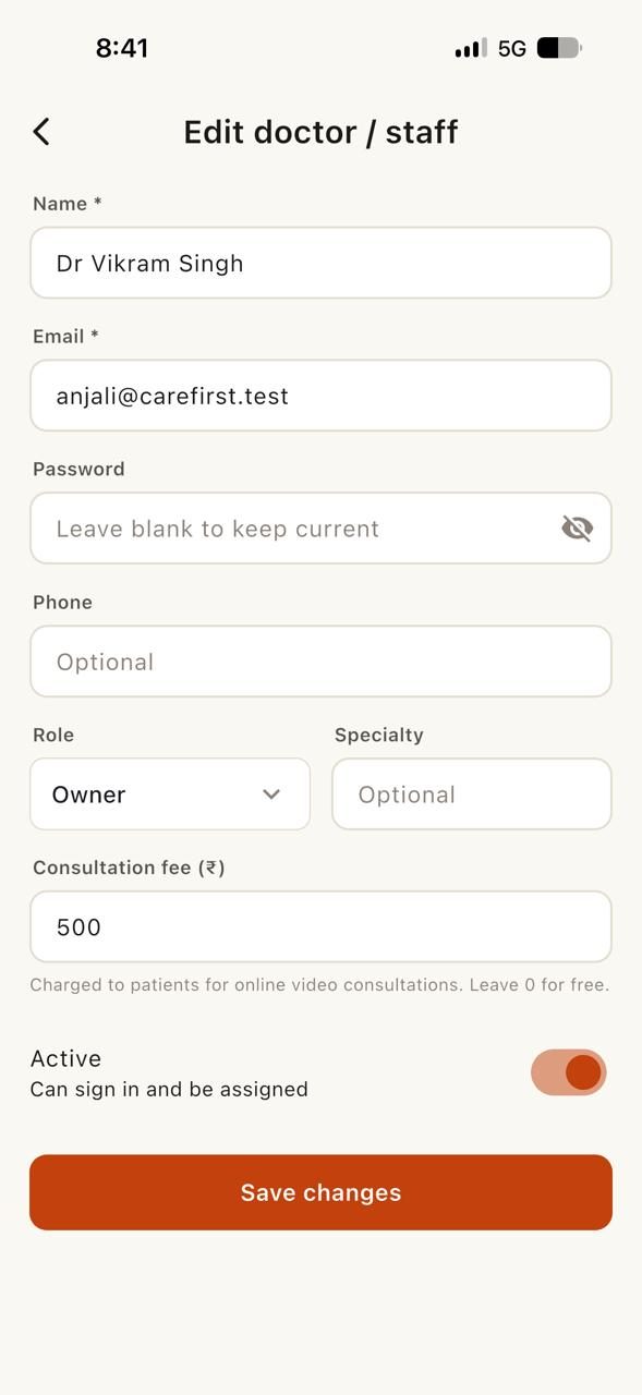 Staff and role management in the DRP-OS doctor app