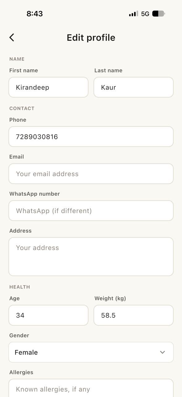 DRP-OS patient app profile