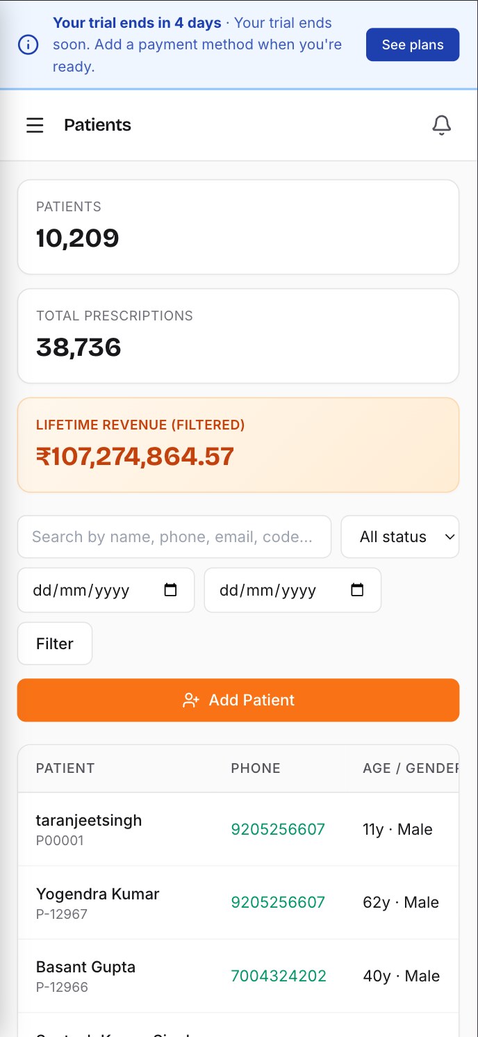 Mobile view of customer list with revenue summary