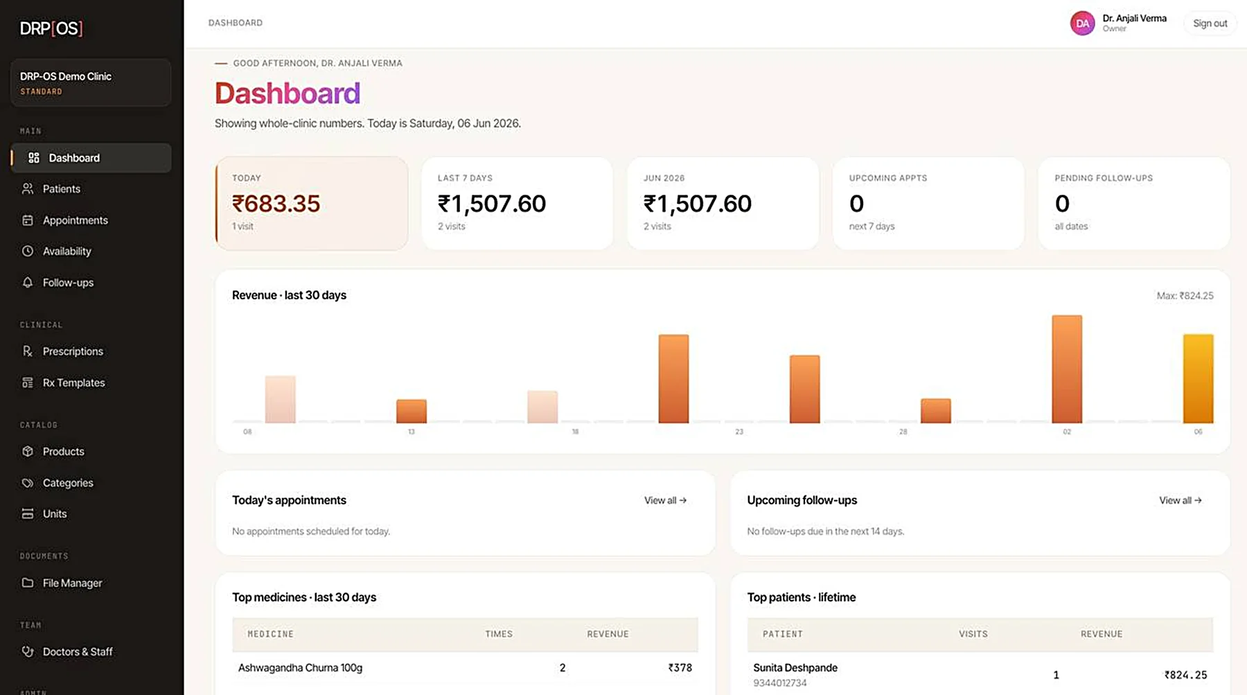 DRP-OS dashboard