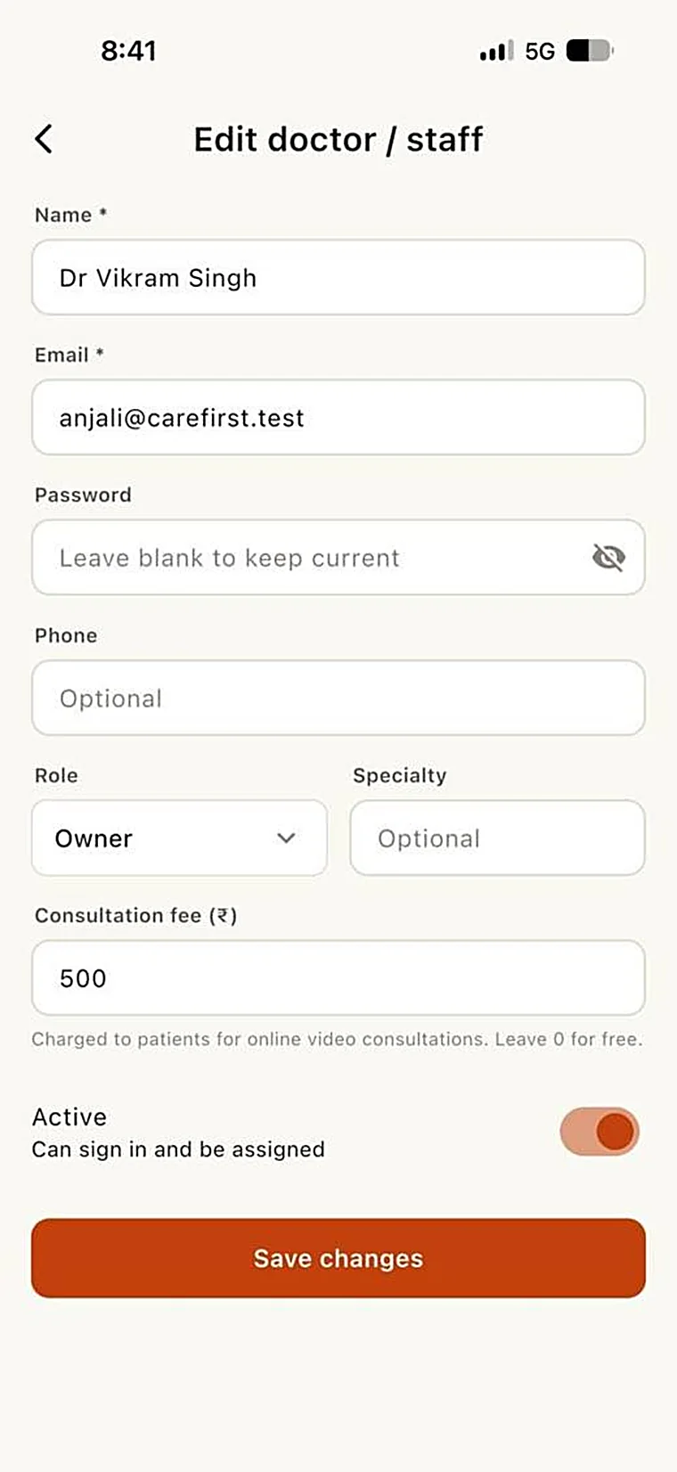 Doctor app staff