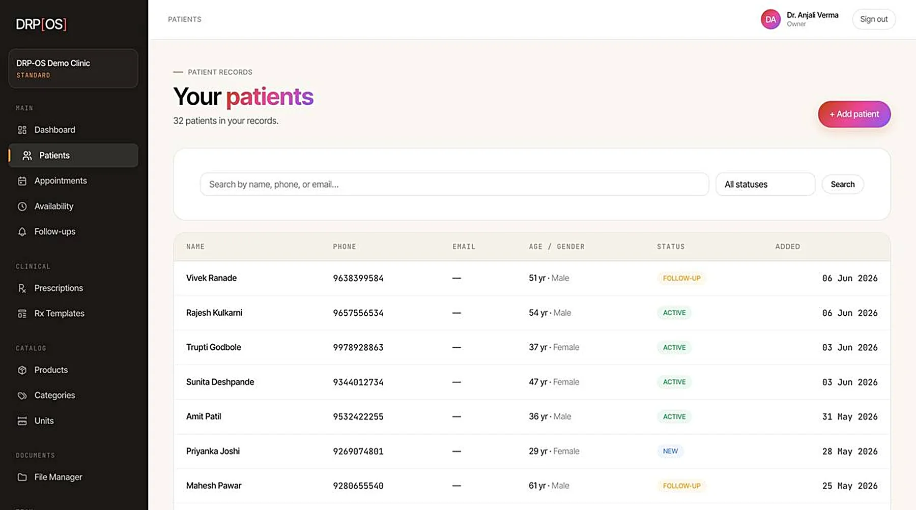 Patient list