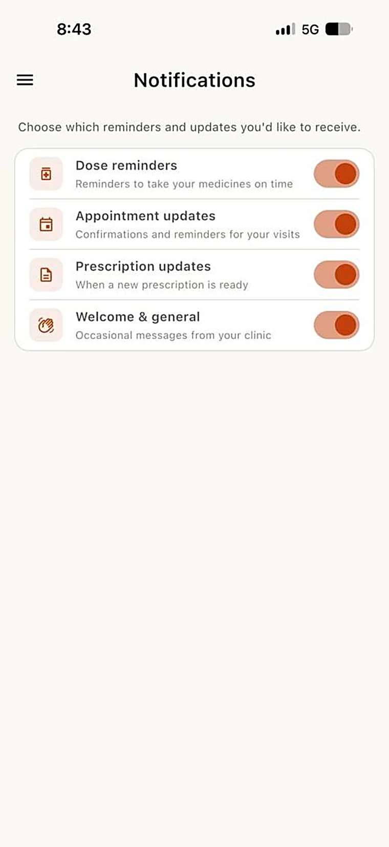 Patient app reminders