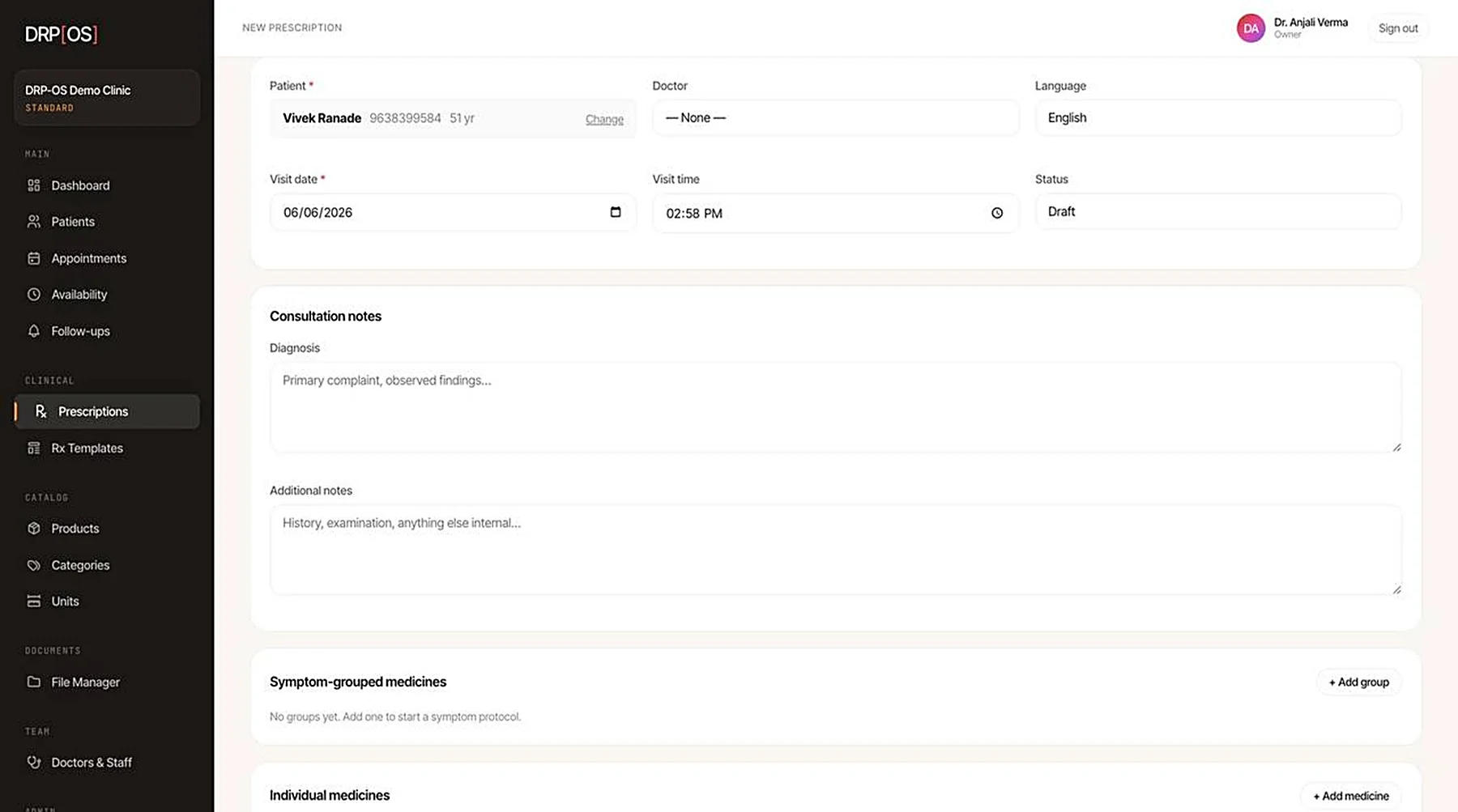 Prescription builder